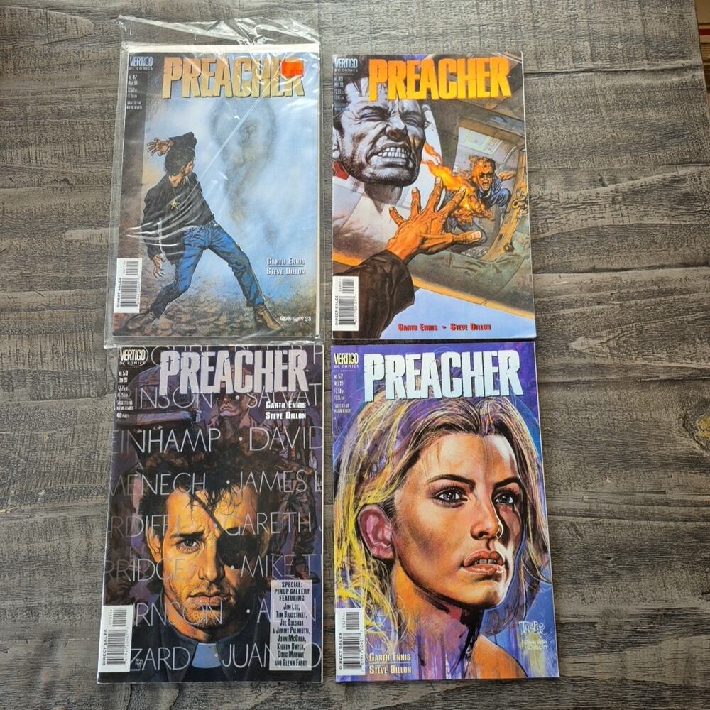 Vintage 1999 DC Vertigo Preacher Comic Books No. 47, 49, 50, 52 Garth Ennis
